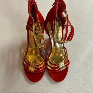 Alba Elegant Red Strappy Wedges - Size 6.5